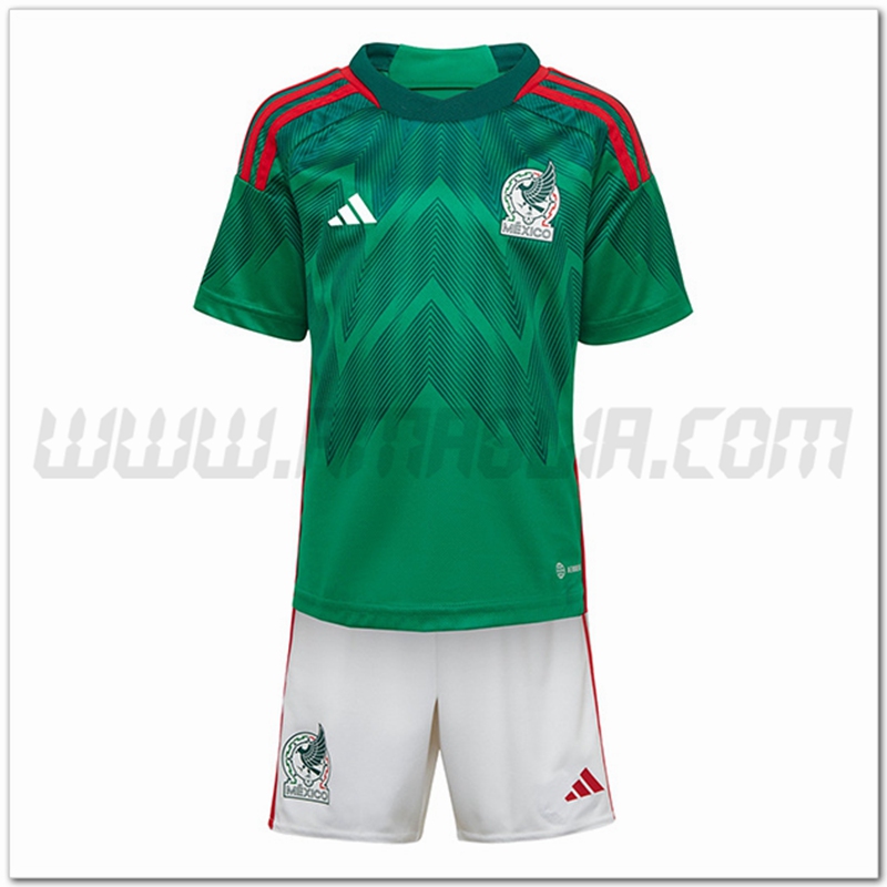 Nuovo Kit Maglia Messico Bambino Prima 2022 2023