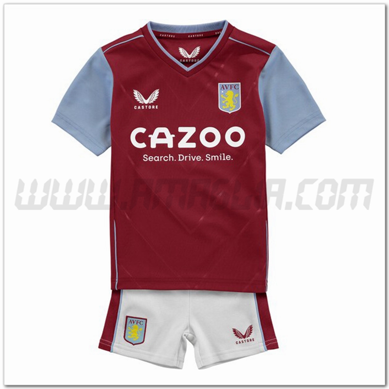 Nuovo Kit Maglia Aston Villa Bambino Prima 2022 2023
