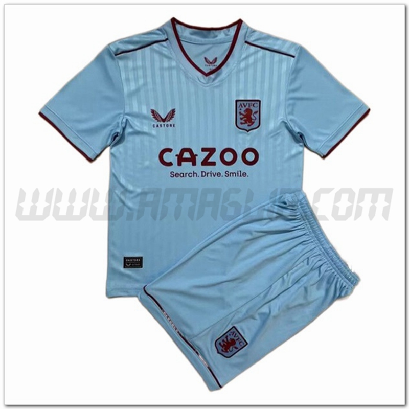 Nuovo Kit Maglia Aston Villa Bambino Seconda 2022 2023