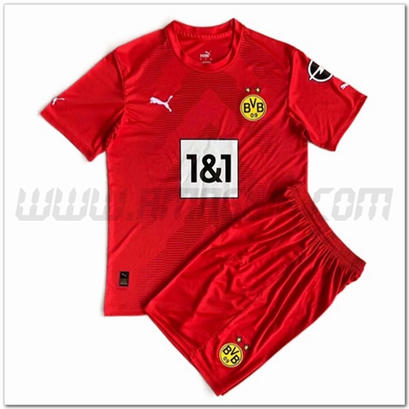 Nuovo Kit Maglia Portiere Dortmund BVB Bambino 2022 2023 Rosso