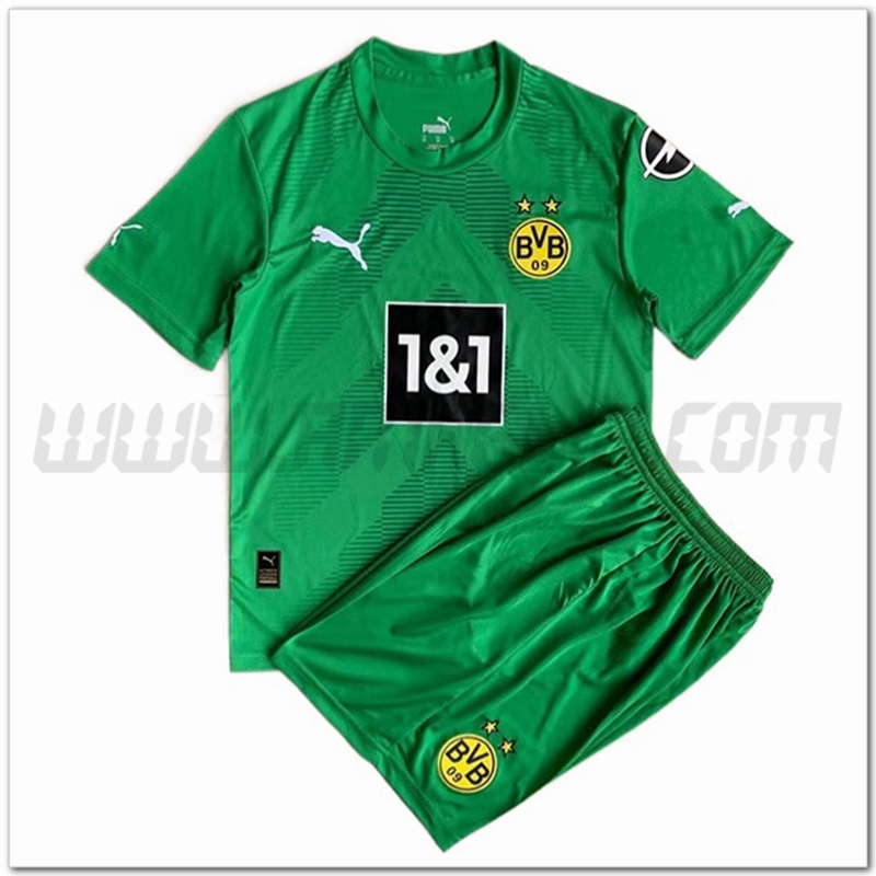 Nuovo Kit Maglia Portiere Dortmund BVB Bambino 2022 2023 Verde