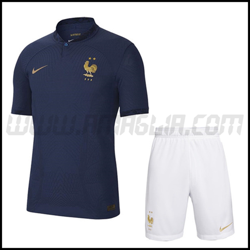 Nuovo Kit Maglia Francia Bambino Prima 2022 2023