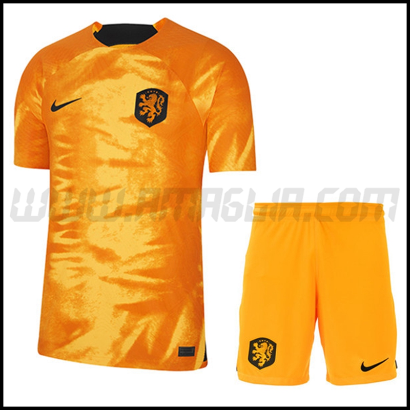 Nuovo Kit Maglia Paesi Bassi Bambino Prima 2022 2023