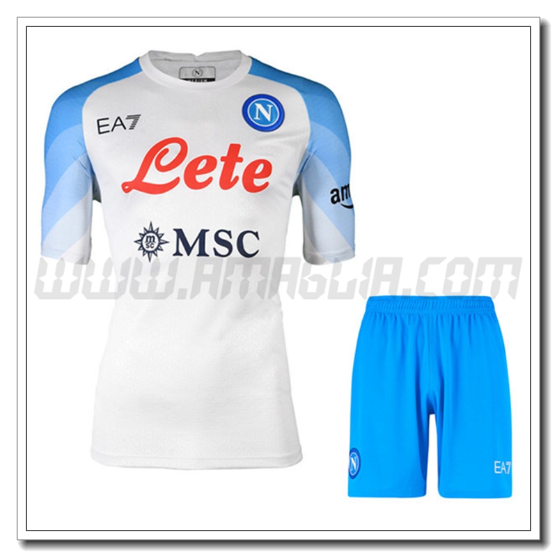Kit Maglia SSC Napoli Seconda + Pantaloncini 2022 2023 Bianco