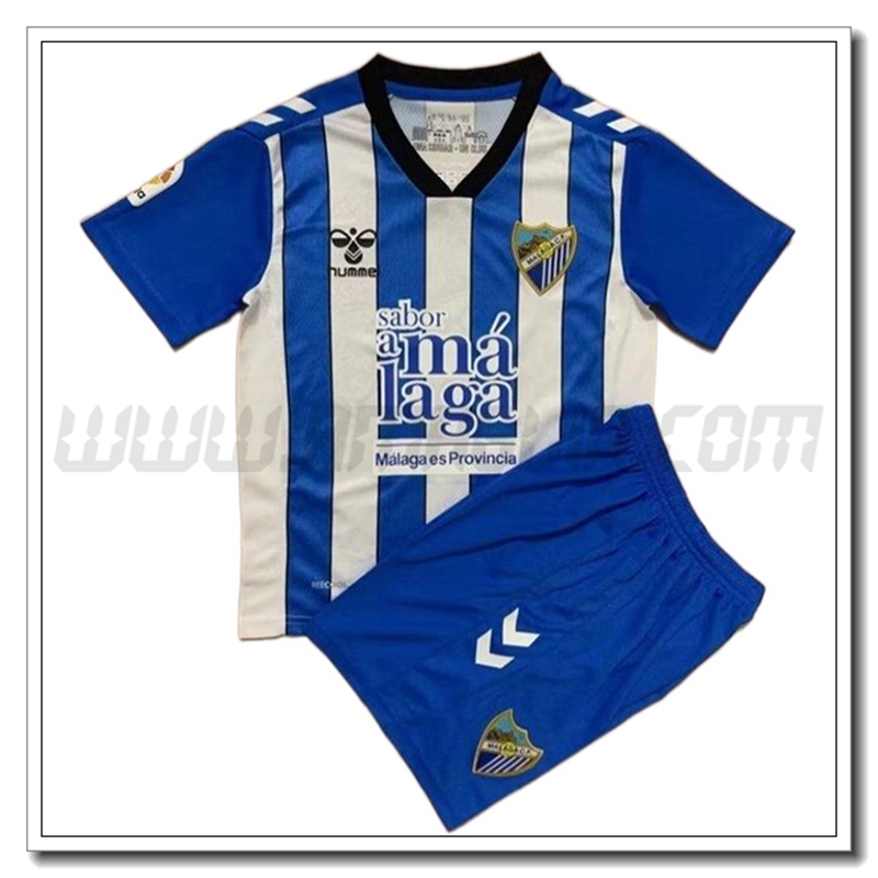 Nuovo Kit Maglia Malaga Bambino Prima 2022 2023 Blu Bianco
