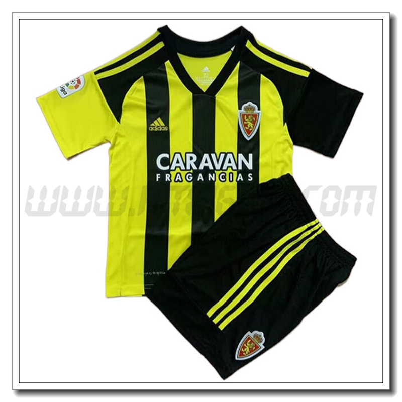 Nuovo Kit Maglia Real Zaragoza Bambino Seconda 2022 2023 Nero Verde
