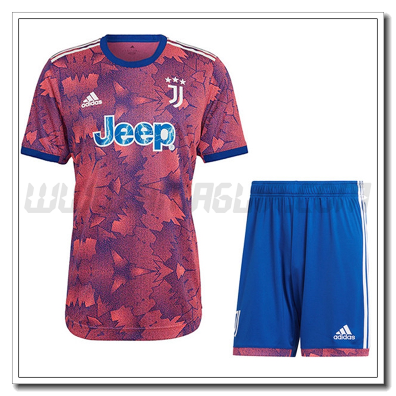 Nuovo Kit Maglia Juventus Bambino Terza 2022 2023 Rosso