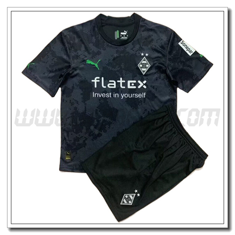 Nuovo Kit Maglia M鏋歯chengladbach Bambino Seconda 2022 2023 Nero