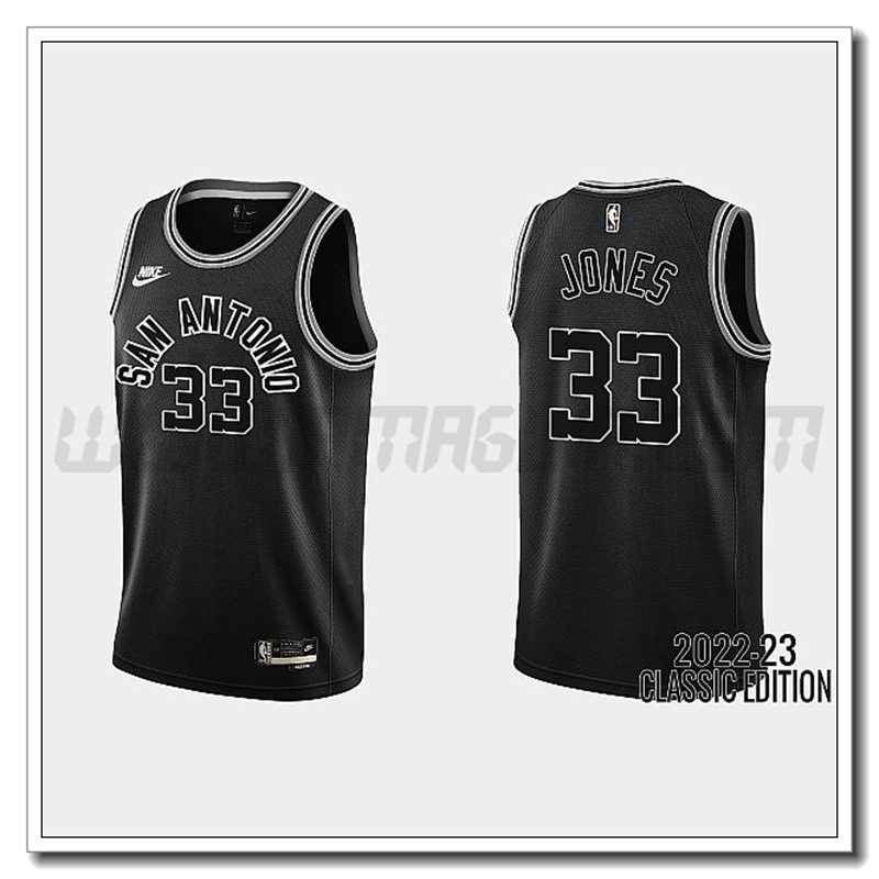 Maglia San Antonio Spurs (JONES #33) 2022/23 Nero