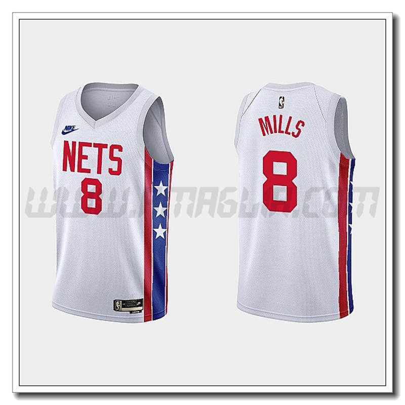 Maglia Brooklyn Nets (MILLS #8) 2022/23 Bianco