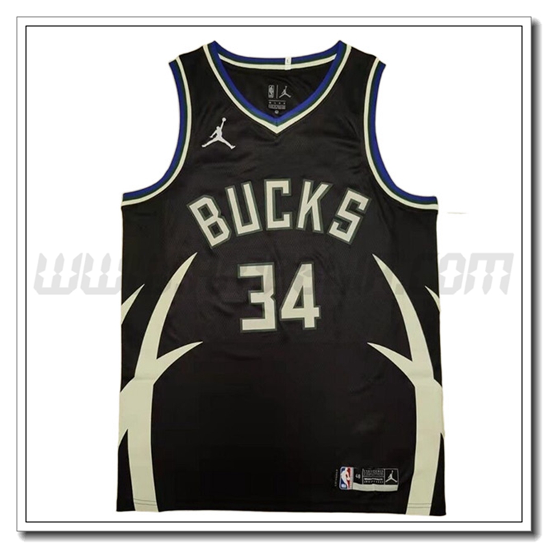 Maglia Milwaukee Bucks (ANTETOKOUNMPO #34) 2022/23 Nero