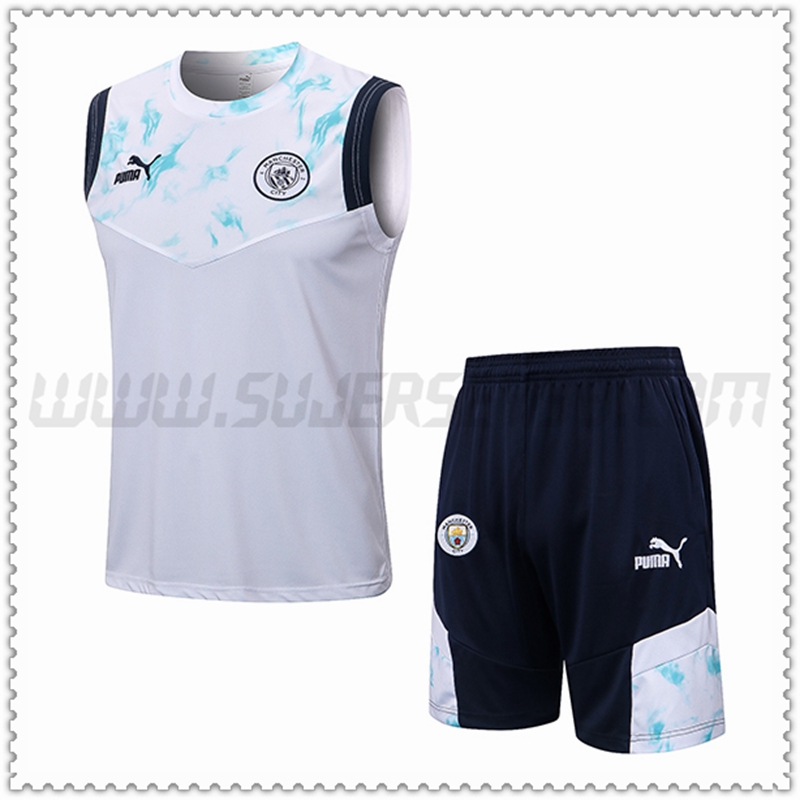 KIT Maglia Allenamento Manchester City + Pantaloncini Bianco 2022 2023