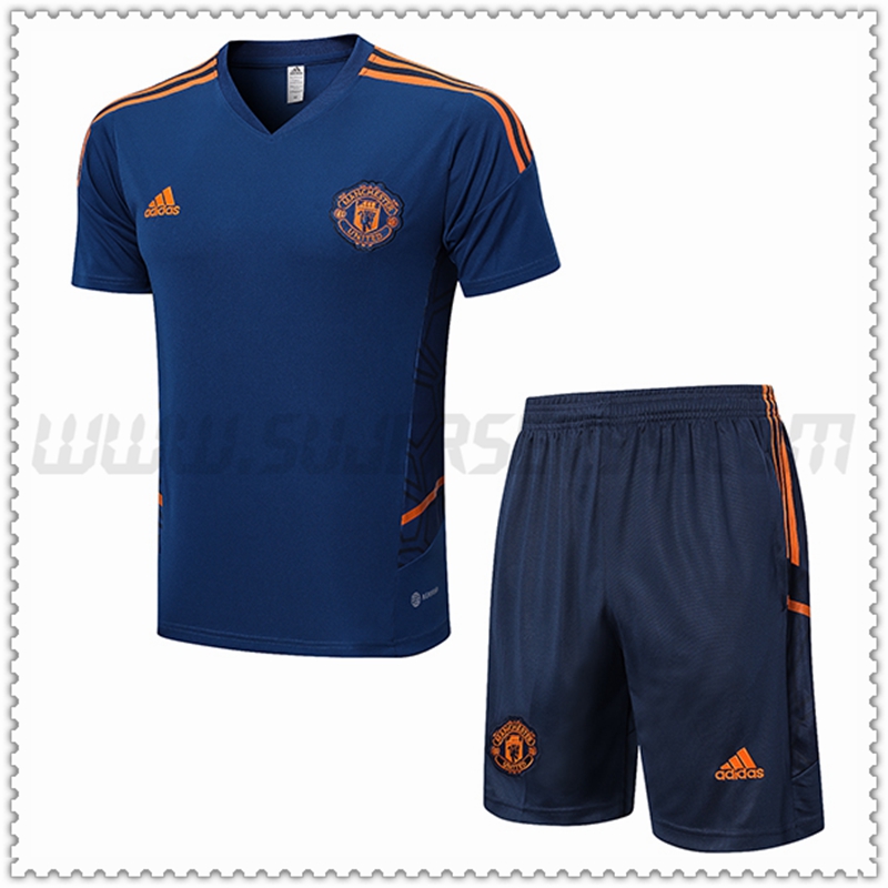 KIT Maglia Allenamento Manchester United + Pantaloncini Blu Marino 2022 2023