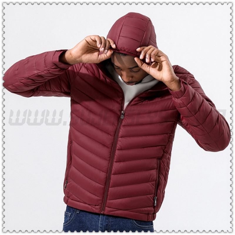 Nuovo Piumino con cappuccio Termico sottile Rosso Scuro 2022