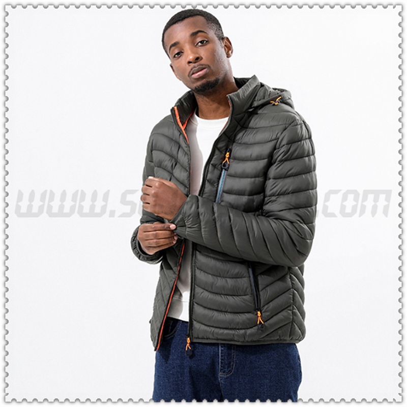 Piumino con cappuccio Moda Termico Esercito Verde 2022