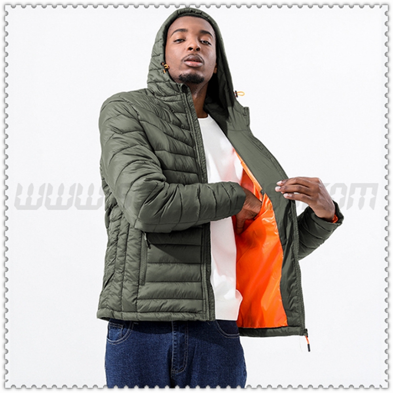 Piumino con cappuccio Termico sottile Esercito Verde 2022