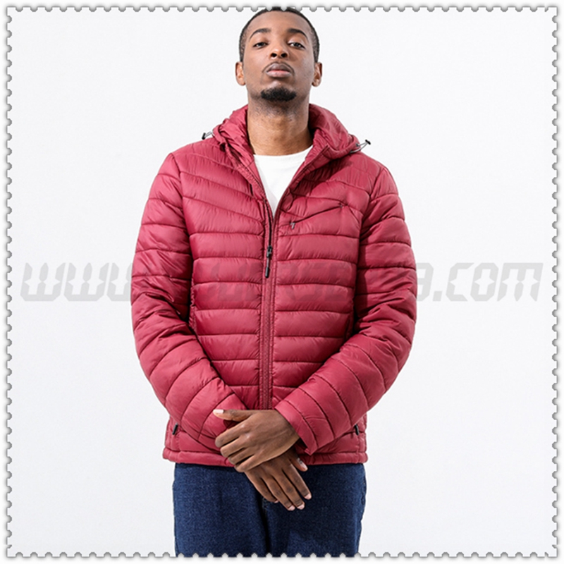 Piumino con cappuccio Termico sottile Rosso Scuro 2022