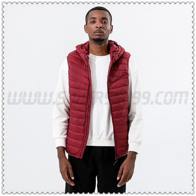 Nuovo Piumino con cappuccio Senza Maniche Termico Rosso Scuro 2022