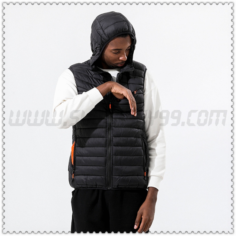 Nuovo Piumino con cappuccio Senza Maniche Termico Nero 2022