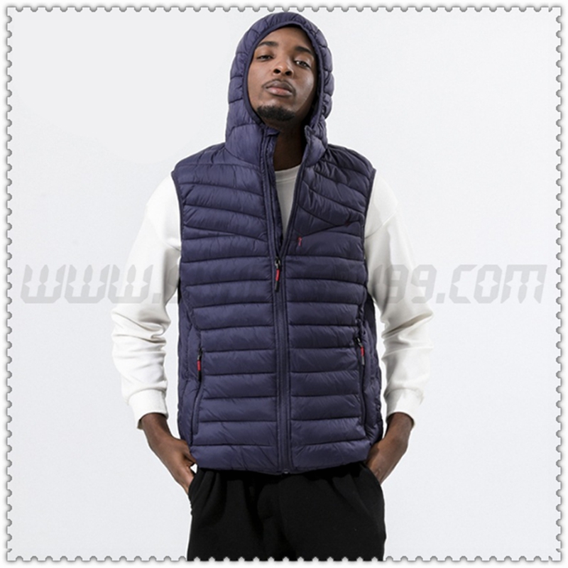 Nuovo Piumino con cappuccio Senza Maniche Termico Blu Marino 2022