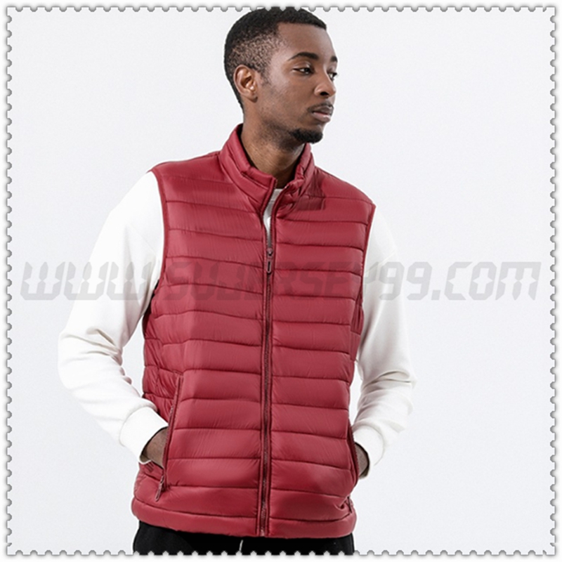 Nuovo Piumino Veste Col Droit Senza Maniche Termico Rosso Scuro 2022