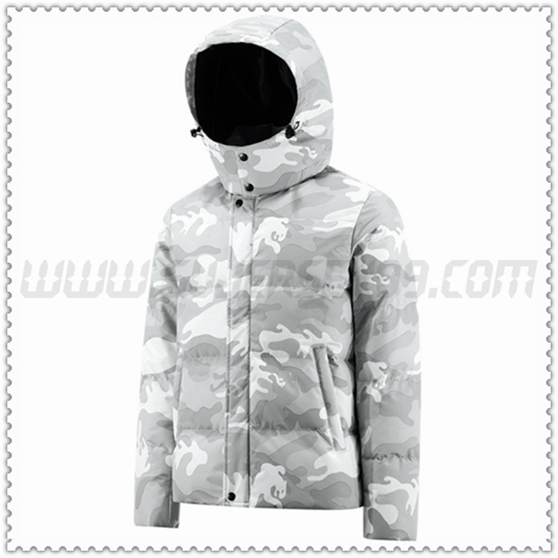 Nuovo Piumino con cappuccio Accucciarsi Protezione dal freddo Bianco/Grigio 2022