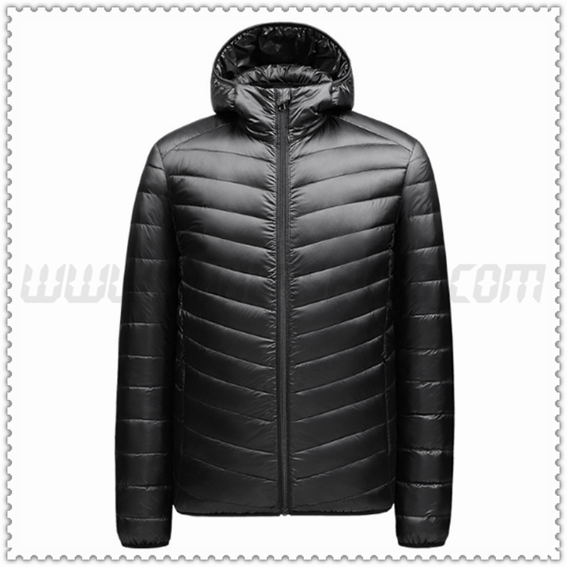 Nuovo Piumino con cappuccio Col Droit Accucciarsi Nero