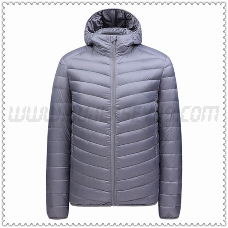 Nuovo Piumino con cappuccio Col Droit Accucciarsi Grigio