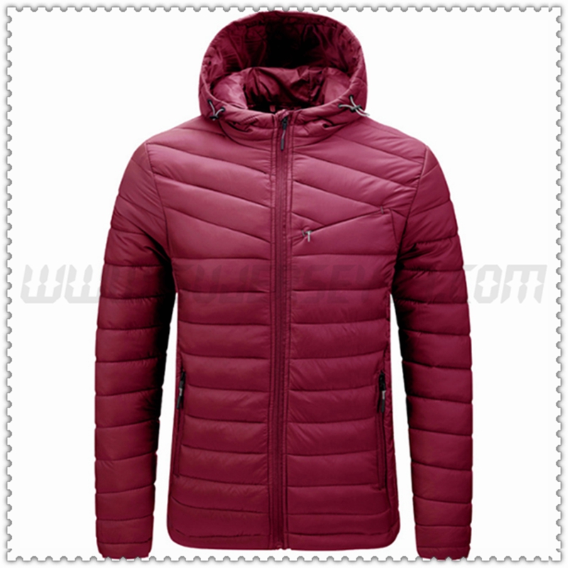 Nuovo Piumino con cappuccio Protezione dal freddo Termico Rosso Scuro 2022