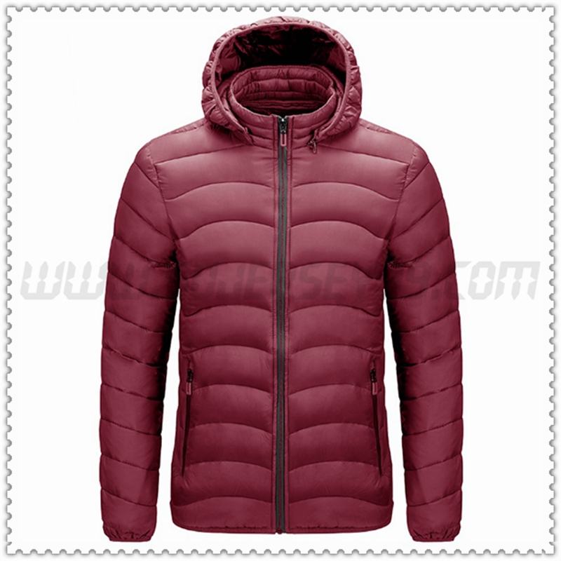 Nuovo Piumino con cappuccio Protezione dal freddo Termico Rosso Scuro 2022