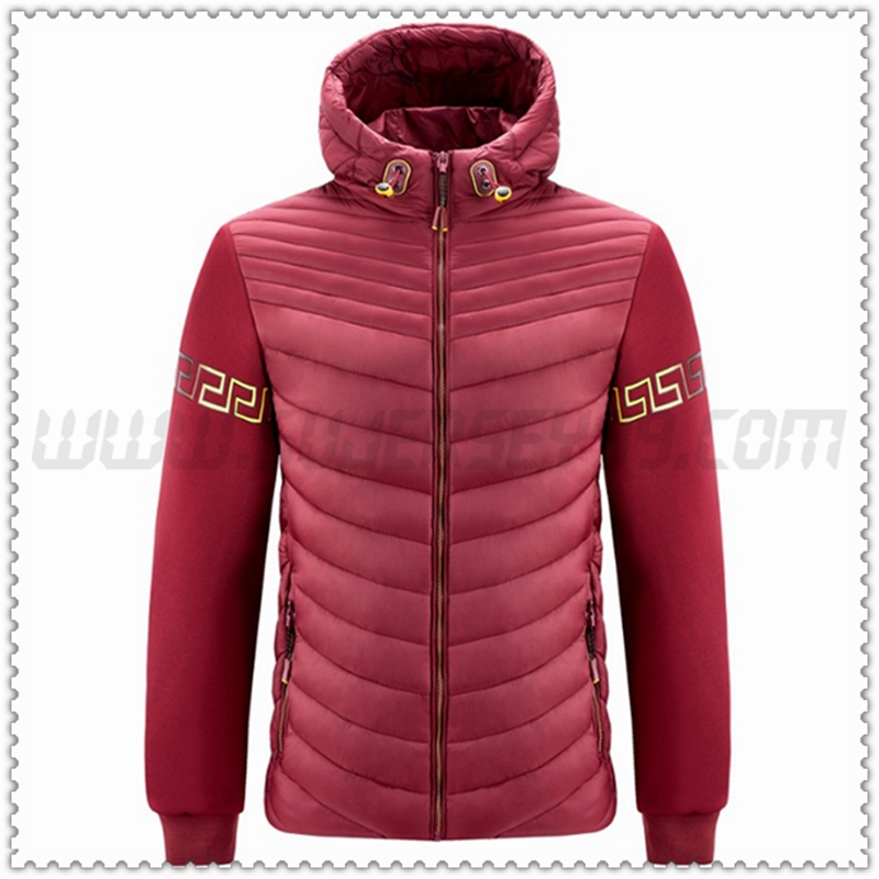 Nuovo Piumino con cappuccio Moda Termico Rosso Scuro
