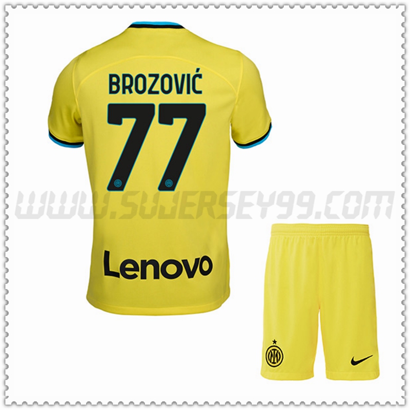 Kit Maglia BROZOVI鑶?#77 Inter Milan Bambino Seconda 2022 2023