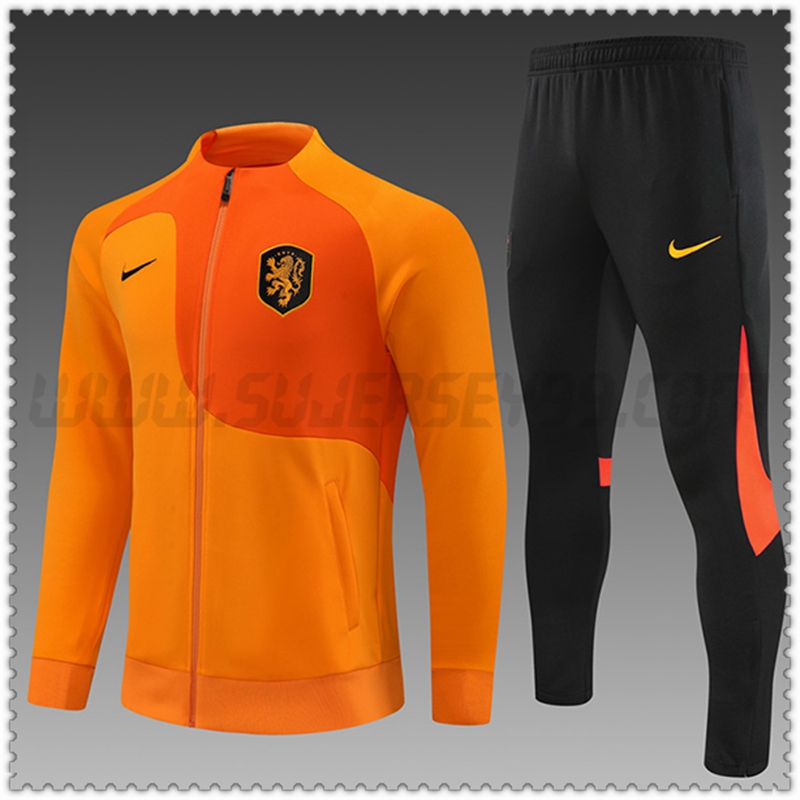 Tuta Allenamento Giacca Paesi Bassi Bambino Arancia 2022 2023