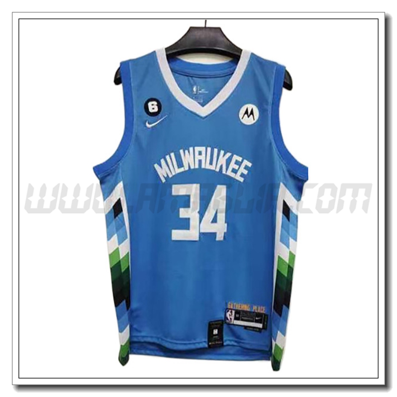 Maglia Milwaukee Bucks (ANTETOKOUNMPO #34) 2022/23 Blu
