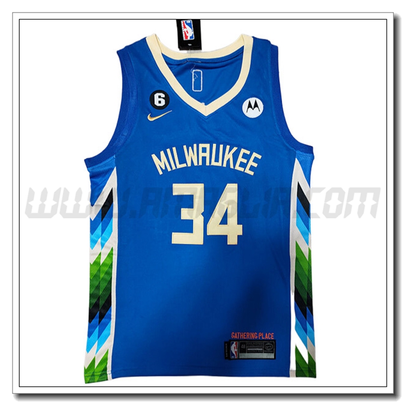 Maglia Milwaukee Bucks (ANTETOKOUNMPO #34) 2022/23 Blu