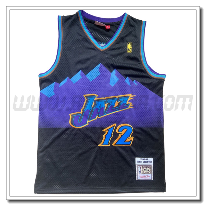 Maglia Utah Jazz (STOCKTON #12) 2022/23 Nero/Viola