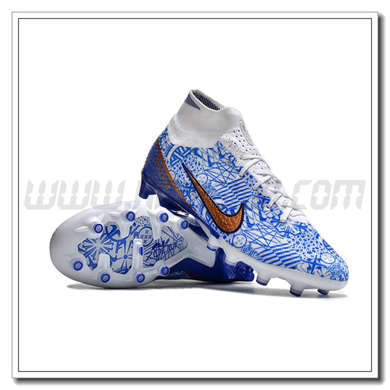 Nike Scarpe da Calcio Air Zoom Mercurial High Gang Superfly IX Elite AG Blu/Bianco