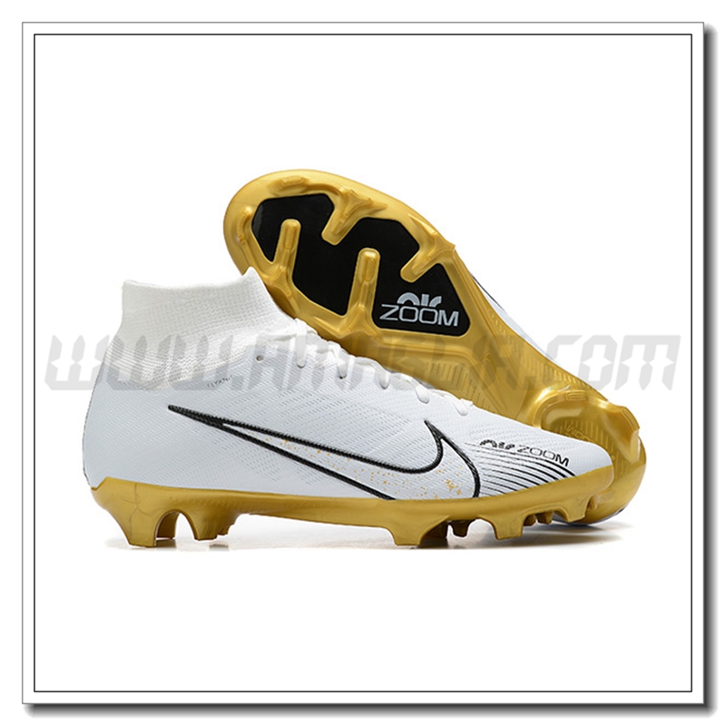 Nike Scarpe da Calcio Air Zoom Mercurial High Gang Superfly IX Elite FG Bianco