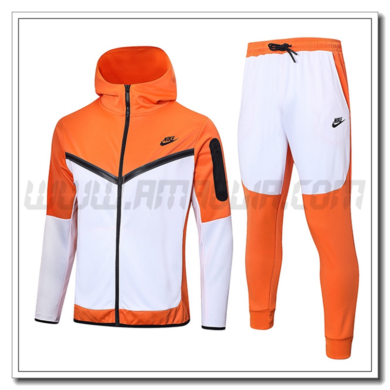 Tuta Giacca a vento con Cappuccio NIKE Bianco/Arancia 2022 2023