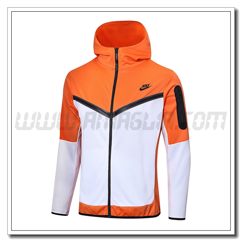 Giacca con Cappuccio NIKE Bianco/Arancia 2022 2023