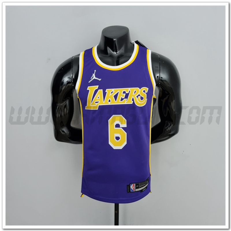 Maglia Los Angeles Lakers (James #6) Porpora 75°anniversario
