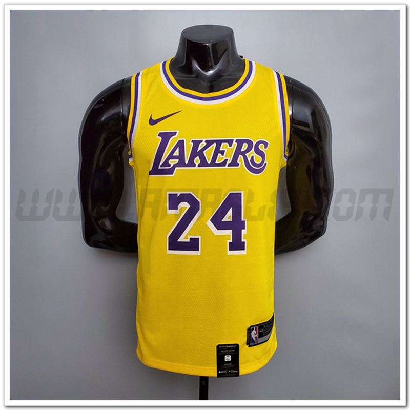 Maglia Los Angeles Lakers (Bryant #24) Giallo Encolure Ronde Commemorative Edition