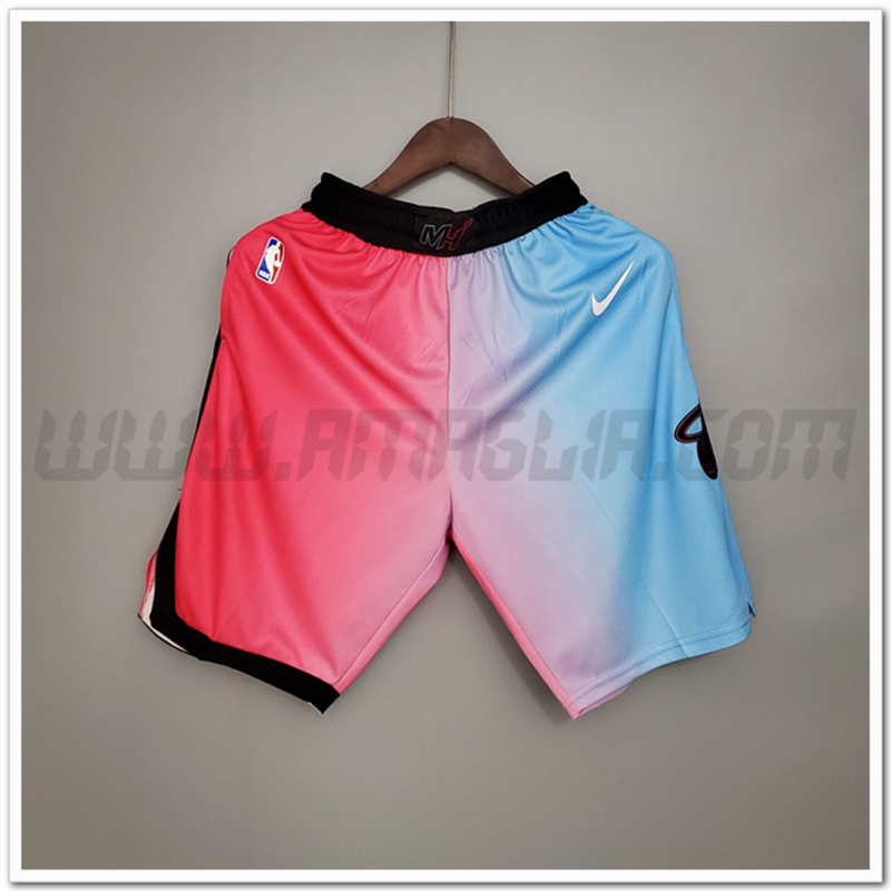 Nuovo Pantaloncini NBA Miami Heat Citta Rose/Blu Colore Sfumato