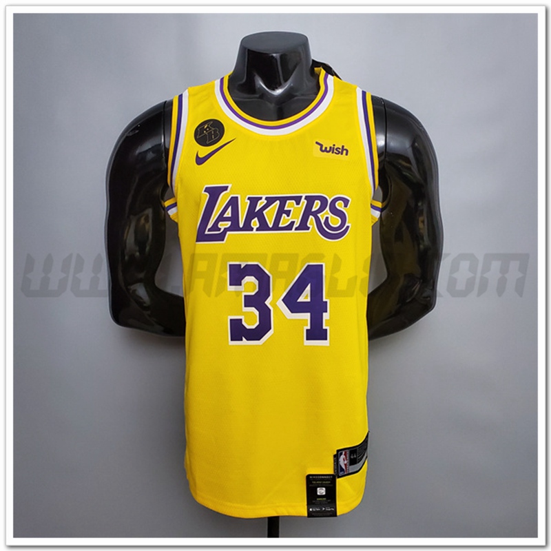 Maglia Los Angeles Lakers (O'Neal #34) Giallo Encolure Ronde Commemorative Edition
