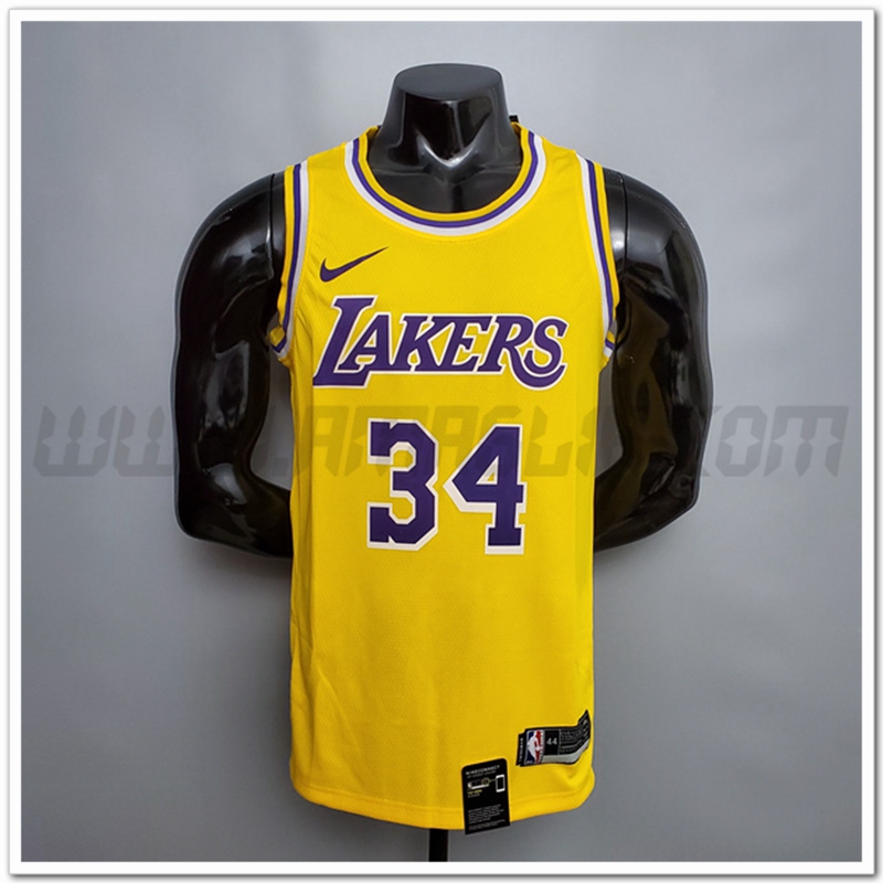 Maglia Los Angeles Lakers (O'Neal #34) Giallo Encolure Ronde
