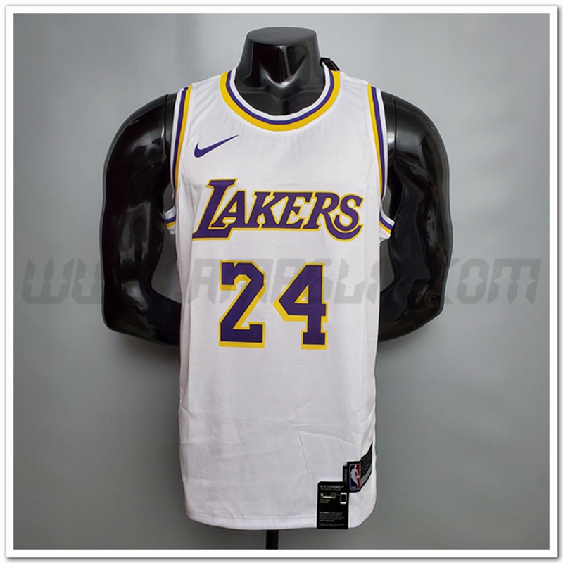 Maglia Los Angeles Lakers (Bryant #24) Bianco Encolure Ronde