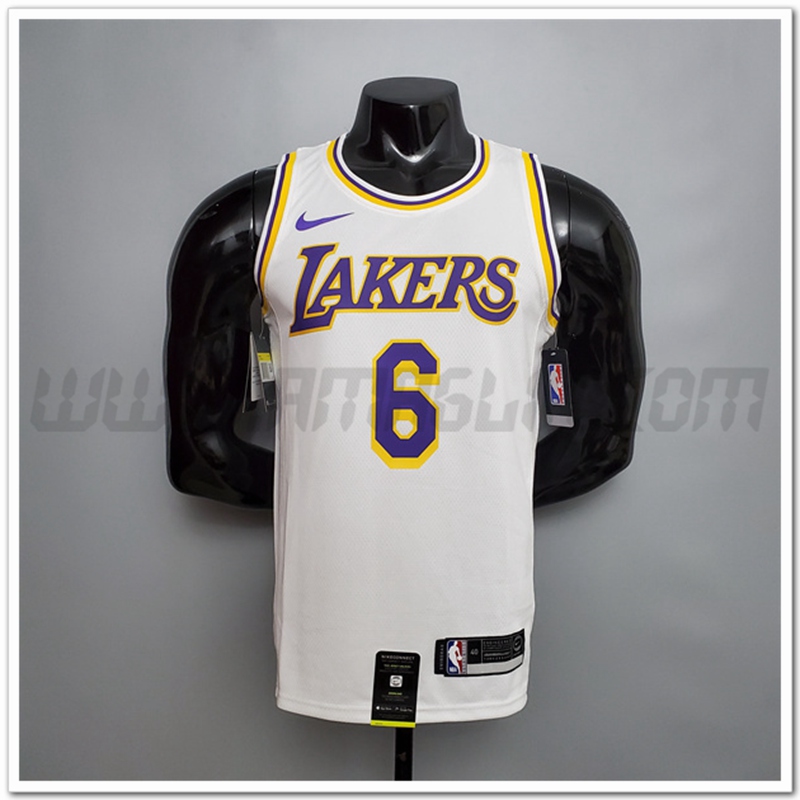 Maglia Los Angeles Lakers (James #6) Bianco Encolure Ronde
