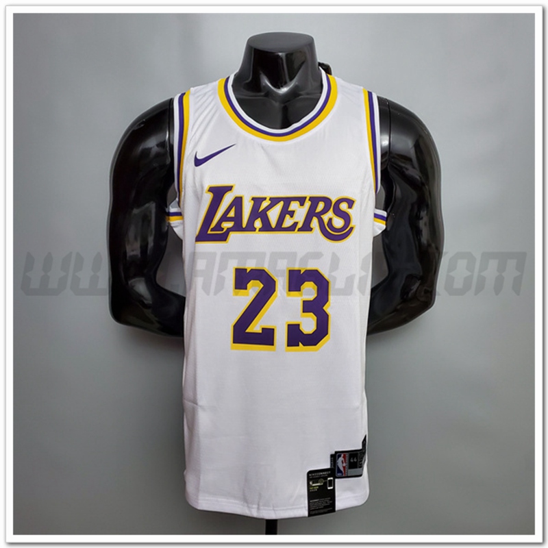 Maglia Los Angeles Lakers (James #23) Bianco Encolure Ronde