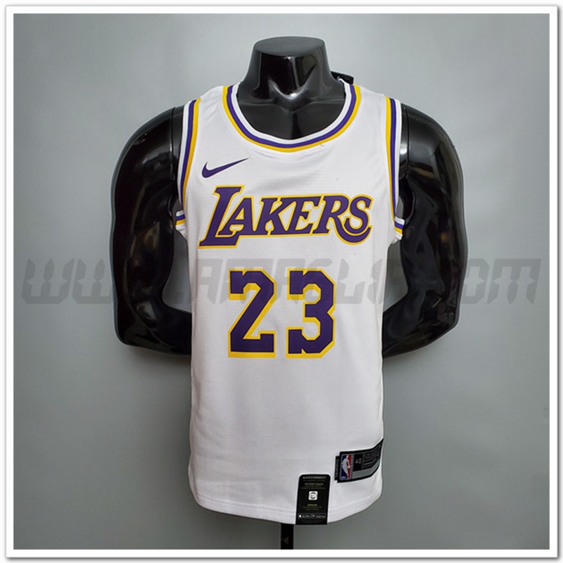 Maglia Los Angeles Lakers (James #23) Bianco Encolure Ronde