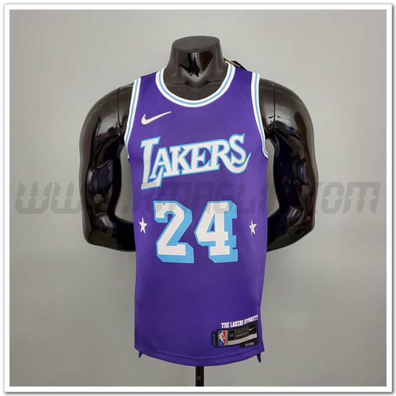 Maglia Los Angeles Lakers (Bryant #24) Porpora 75°anniversario Citta
